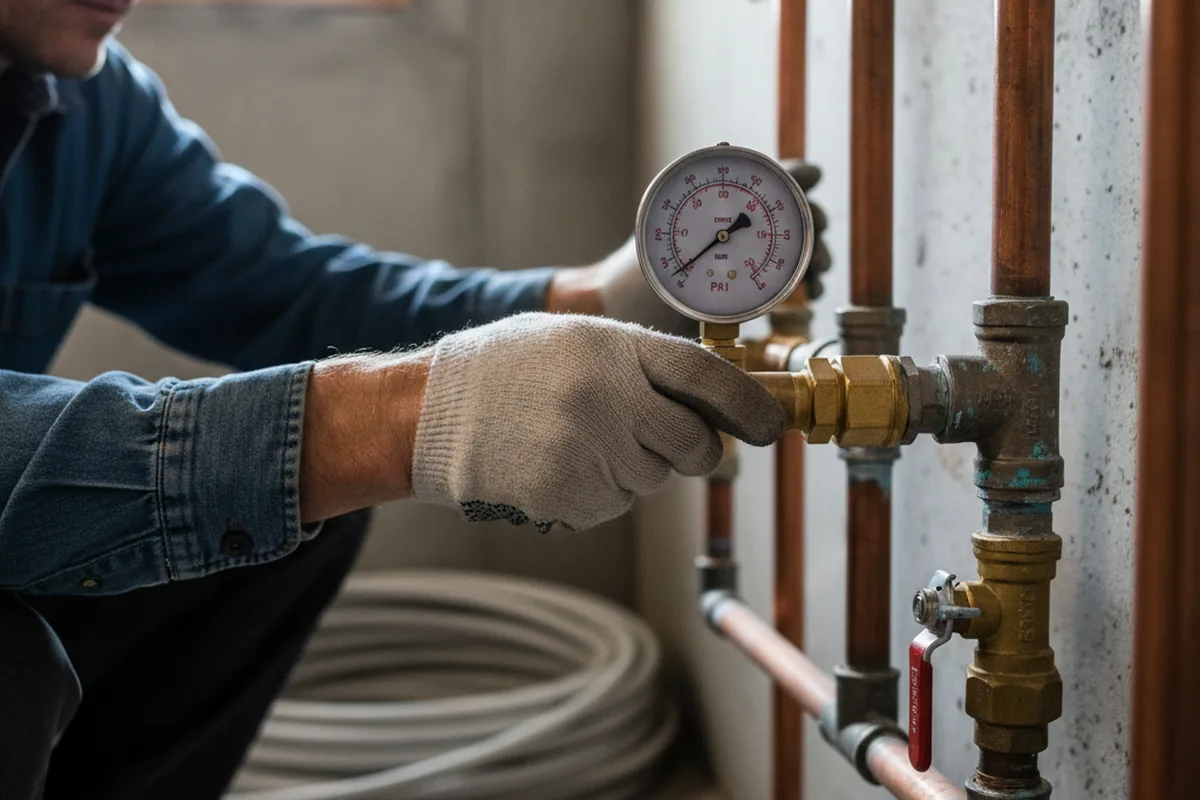 Pressure testing a repaired line during Water Line Repair in Zionsville